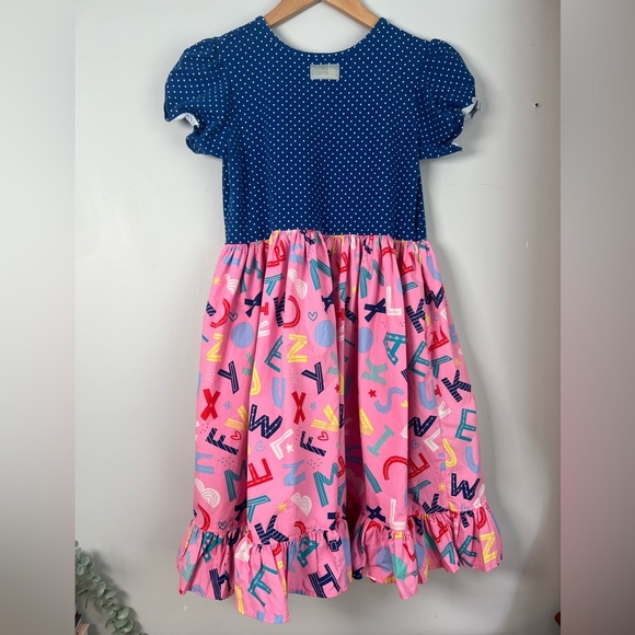 Eleanor Rose Dress School Letters AOP Girls Size 14-16 - Picture 2 of 7